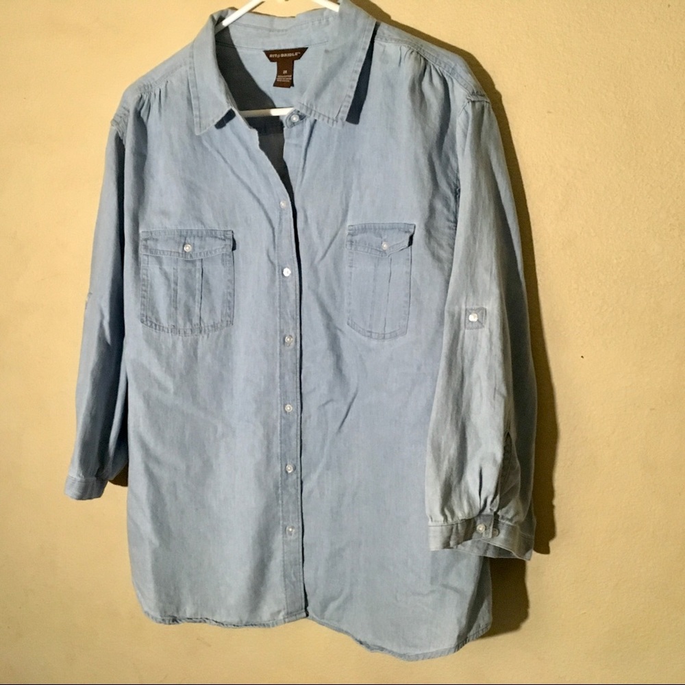 Bit and Bridle Chambray BD Top, Sz 2X
